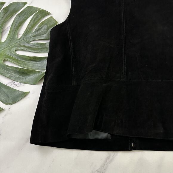 AMI Womens Vintage Y2k Suede Vest Size XL Black Zip Up Western Leather - Picture 9 of 9